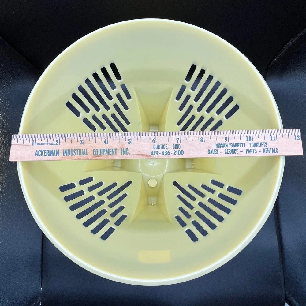 Vtg Butter Yellow Plastic Slotted Wastebasket Pedestal Base Garbage Israel 13